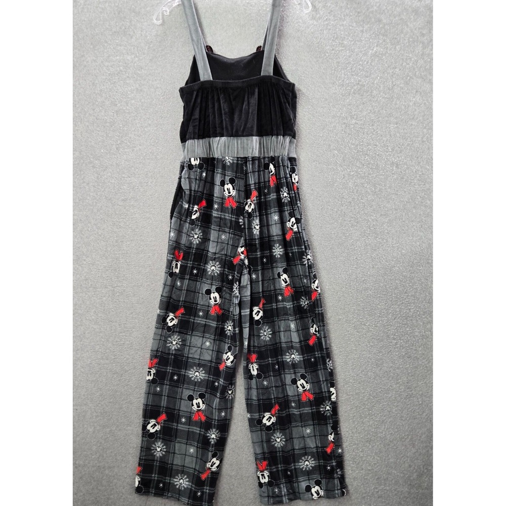 Disney Women Sleepwear Small Gray Plaid Juniors Velour Jumpsuit Mickey Mouse - Picture 7 of 10